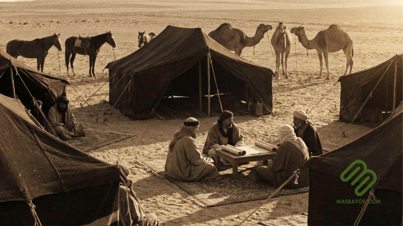 Ilustrasi realistis peristiwa Perjanjian Hudaibiyah sebagai refleksi strategi jangka panjang