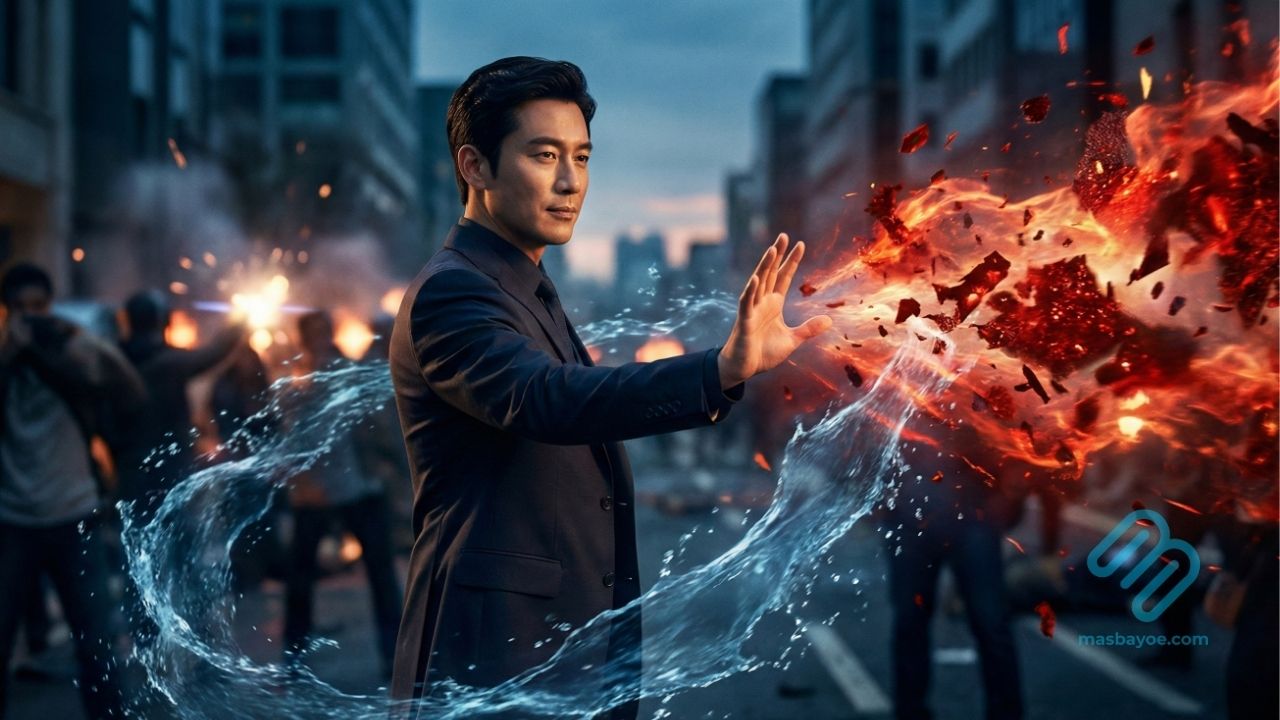 Ilustrasi konsep strategic humility yang menampilkan seseorang tetap tenang dan memegang kendali saat menghadapi ledakan emosi atau agresi lawan.